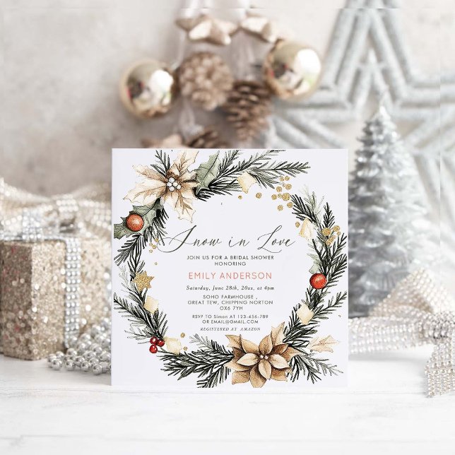Snow In Love Winter Wonderland Bridal Shower Invitation (Creator Uploaded)