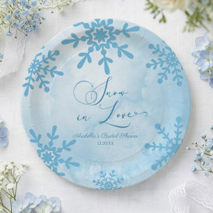Snow In Love Winter Wonderland Bridal Shower Paper Plate