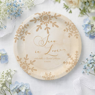 Snow In Love Winter Wonderland Bridal Shower Paper Plate