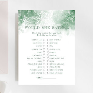 Snow in Love Would She Rather Bridal Shower Game