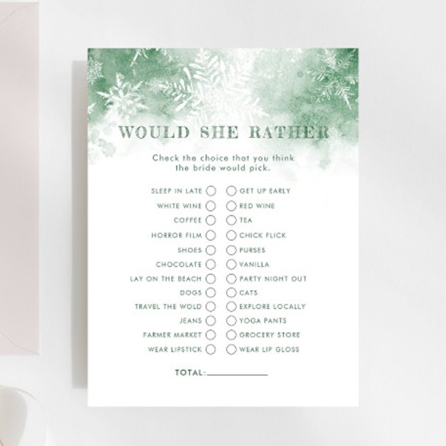 Snow in Love Would She Rather Bridal Shower Game (Creator Uploaded)