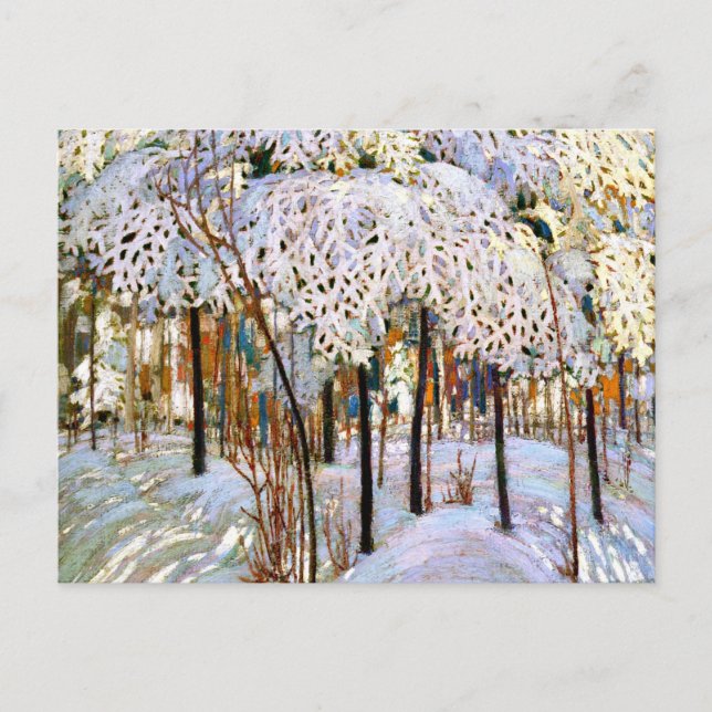 Snow in October, beautiful painting,  Holiday Postcard (Front)