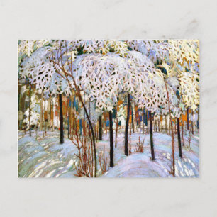 Snow in October, beautiful painting,  Postcard