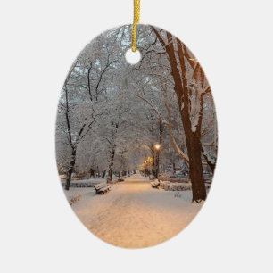 Snow in Park Sibiu Ceramic Tree Decoration