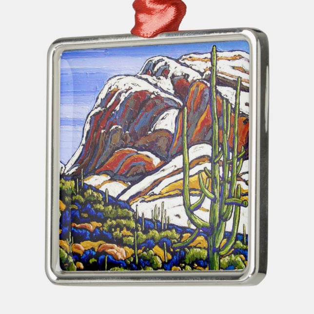 Snow in the Catalinas Holiday Ornament (Left)