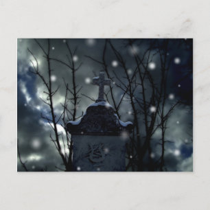 Snow in the cemetery post card