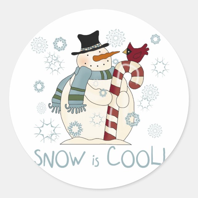 Snow is Cool Holiday Tshirts and Gifts Classic Round Sticker (Front)