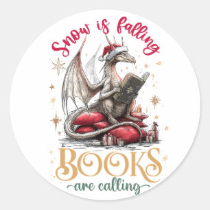 Snow Is Falling, Books Are Calling  Classic Round Sticker