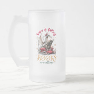 Snow Is Falling, Books Are Calling  Frosted Glass Beer Mug