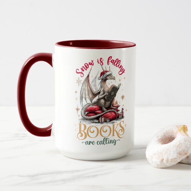 Snow Is Falling, Books Are Calling  Mug (With Donut)
