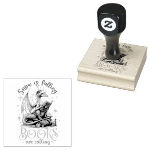 Snow Is Falling, Books Are Calling Rubber Stamp