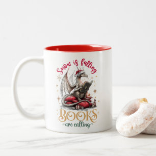 Snow Is Falling, Books Are Calling  Two-Tone Coffee Mug