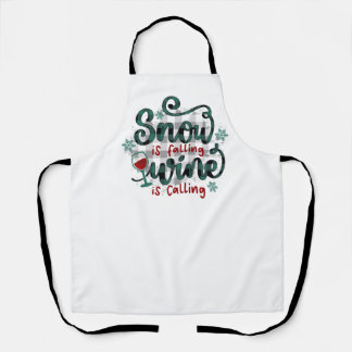 Snow is Falling Wine is Calling Christmas Apron