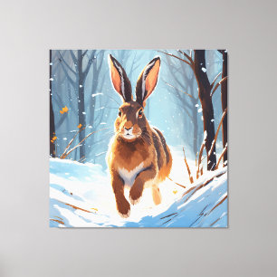 Snow-Kissed Revelry: The Hare Run Canvas Print