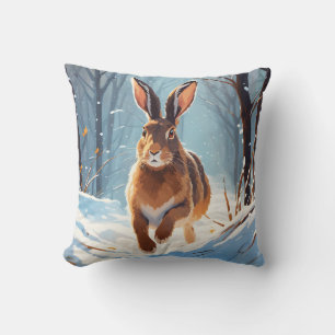 Snow-Kissed Revelry: The Hare Run Cushion