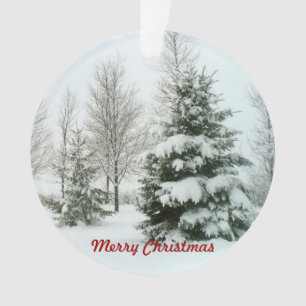 Snow-Laden Trees, Merry Christmas Ornament