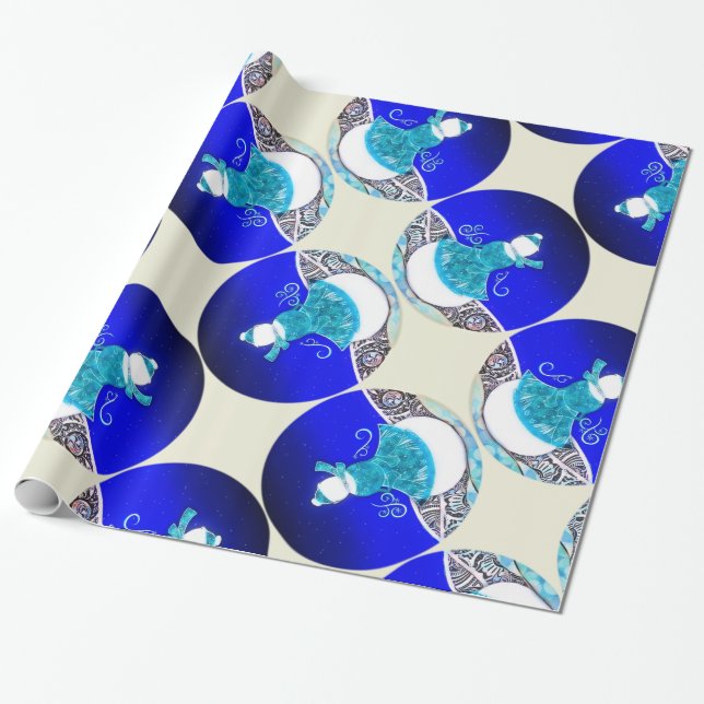 Snow Lady Under the Blue Winter Sky Wrapping Paper (Unrolled)