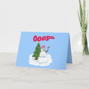 Snow lady with christmas tree OOps Holiday Card