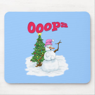 Snow lady with christmas tree OOps Mouse Mat