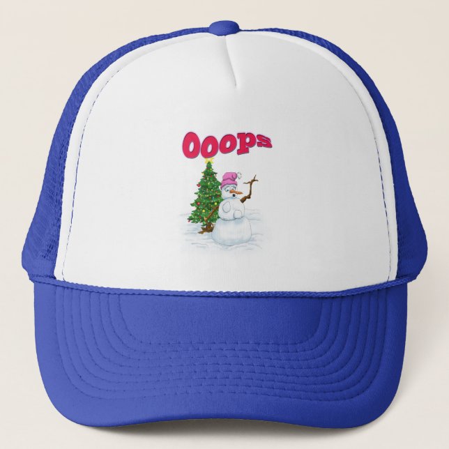 Snow lady with christmas tree OOps Trucker Hat (Front)