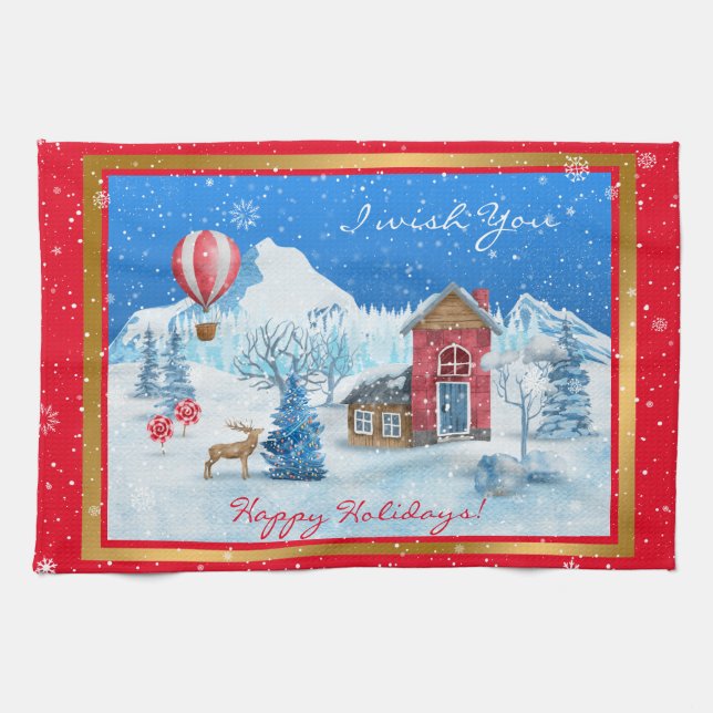 Snow Landscape Customise Tea Towel (Horizontal)