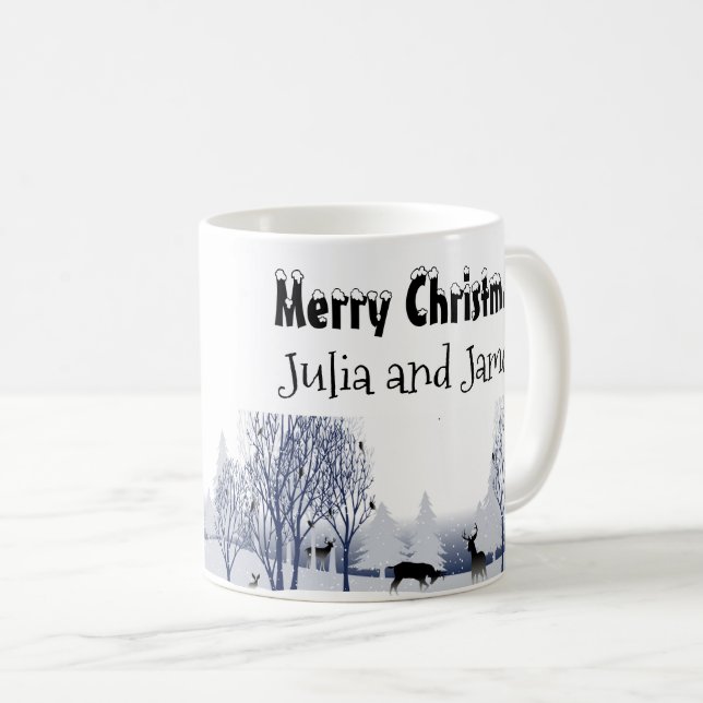 Snow Landscape Romantic Chic Elegant Him and Her  Coffee Mug (Front Right)