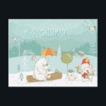 Snow Landscape Scene Bears and Snowman Christmas Postcard<br><div class="desc">An enchanting scene of cute animals including bears,  birds,  bunnies,  hedgehog and snowman as the snow falls in the pretty forest landscape. Easily personalised with your own greetings and names. I created the artwork using elements drawn by the fabulous artist Lisa Glanz,  whose work I absolutely love!</div>