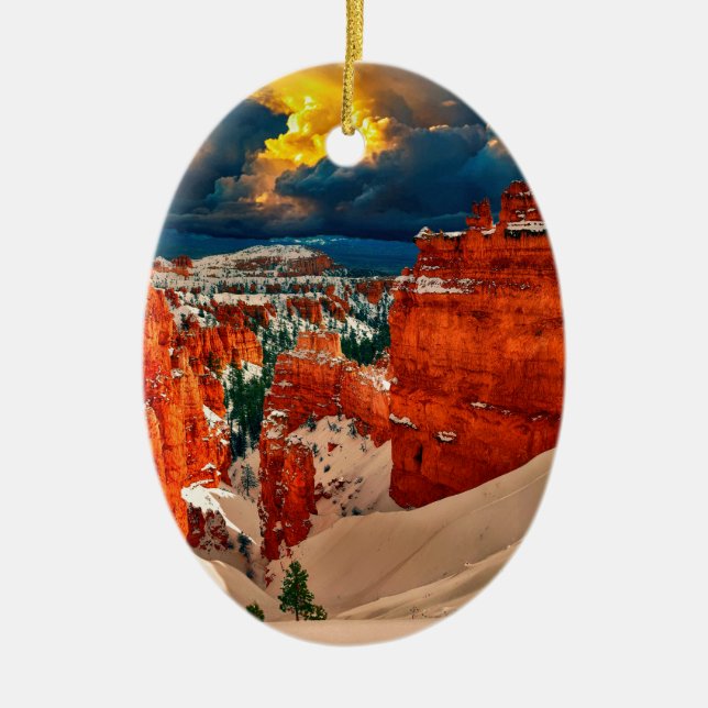 Snow landscape winter cold nature ceramic tree decoration (Front)