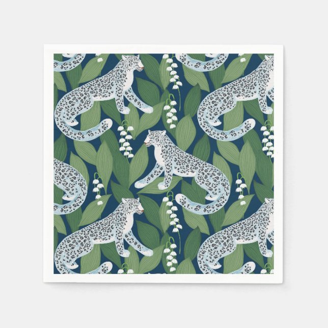 Snow Leopard and Lily of the Valley Napkin (Front)