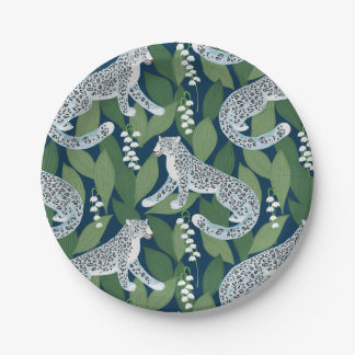Snow Leopard and Lily of the Valley Paper Plate