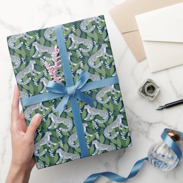 Snow Leopard and Lily of the Valley Wrapping Paper (Gifting)