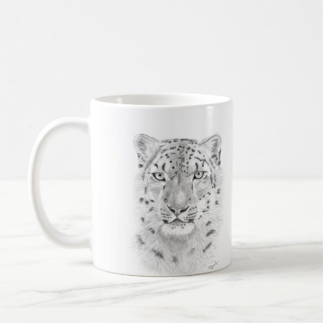 Snow leopard - animal art mugs (Left)
