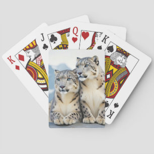 Snow Leopard Animal Nature Wildlife Affection Love Playing Cards