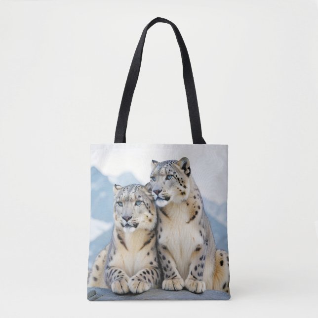 Snow Leopard Animal Nature Wildlife Affection Love Tote Bag (Front)