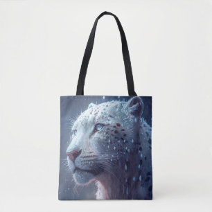 Snow Leopard Animal Portrait Painting Wildlife Art Tote Bag
