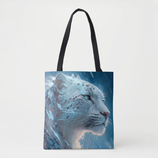 Snow Leopard Animal Portrait Painting Wildlife Art Tote Bag (Front)