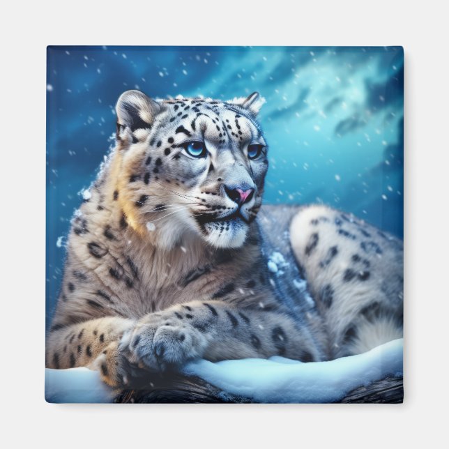 Snow Leopard Animal Wildlife Wilderness Wall Art Magnet (Front)