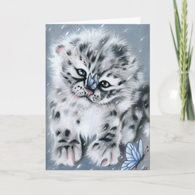 Snow leopard Baby Animal Greeting Card (Front)