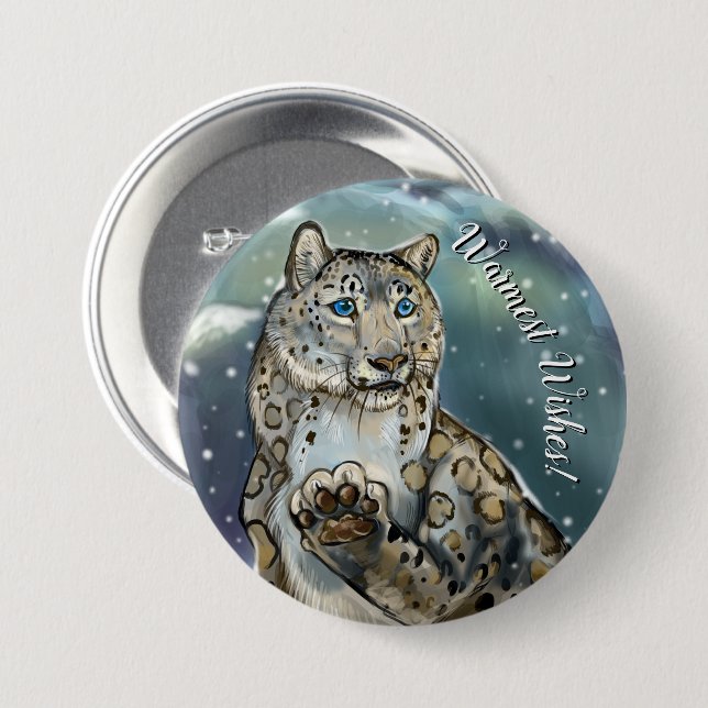 Snow Leopard Badge/Button 7.5 Cm Round Badge (Front & Back)