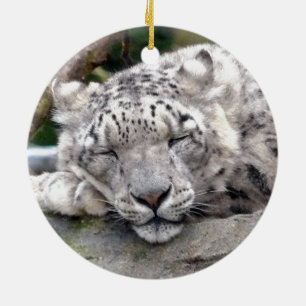 Snow Leopard - beautiful! Ceramic Tree Decoration