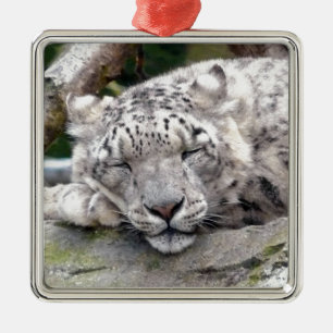 Snow Leopard - beautiful! Metal Tree Decoration