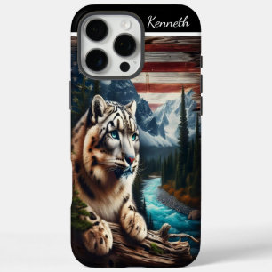 Snow Leopard Beneath A Mountain Sky iPhone 16 Pro Max Case