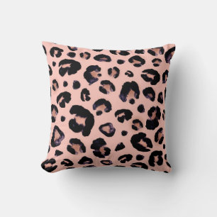 Snow Leopard black grey beige seamless background. Cushion