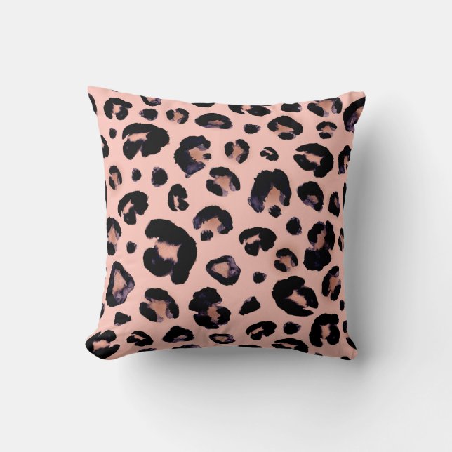 Snow Leopard black grey beige seamless background. Cushion (Front)