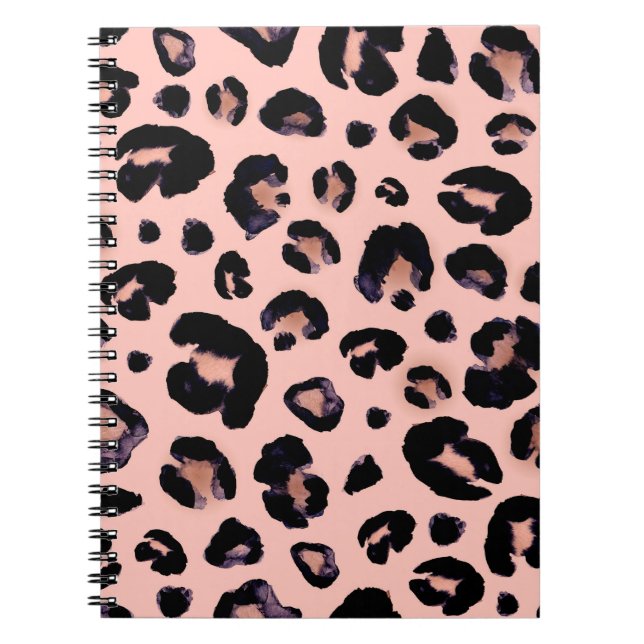 Snow Leopard black grey beige seamless background. Notebook (Front)