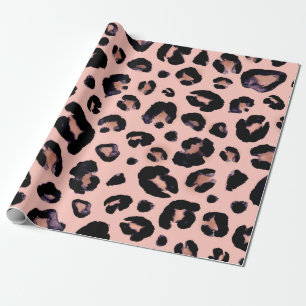 Snow Leopard black grey beige seamless background. Wrapping Paper