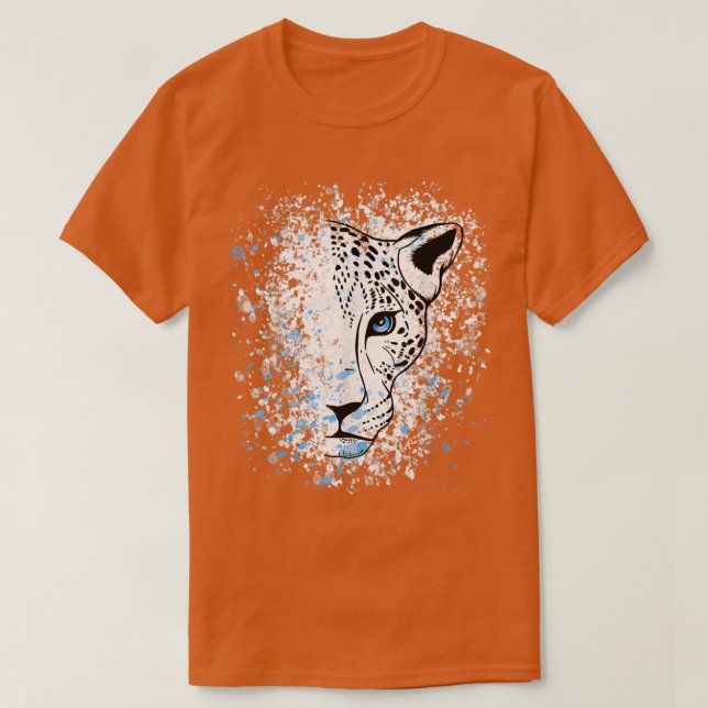 Snow Leopard Blue Eyes Leopard Cool738 T-Shirt (Design Front)