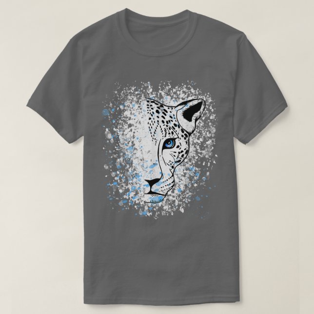 Snow Leopard Blue Eyes Leopard Cool  T-Shirt (Design Front)