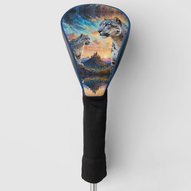 Snow Leopard Castle Sunrise reflection Golf Head Cover (Front)