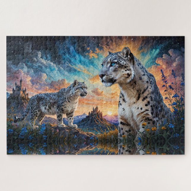 Snow Leopard Castle Sunrise reflection Jigsaw Puzzle (Horizontal)
